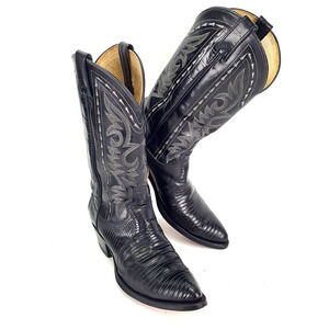 Dan Post Black Teju Lizard Foot Skin Men's Size 8.5 D All Leather 16830
